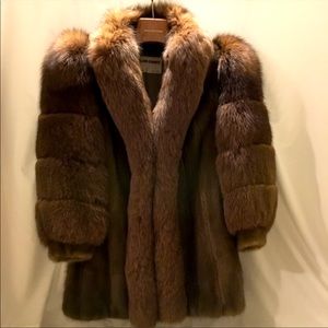 Mink and fox fur coat